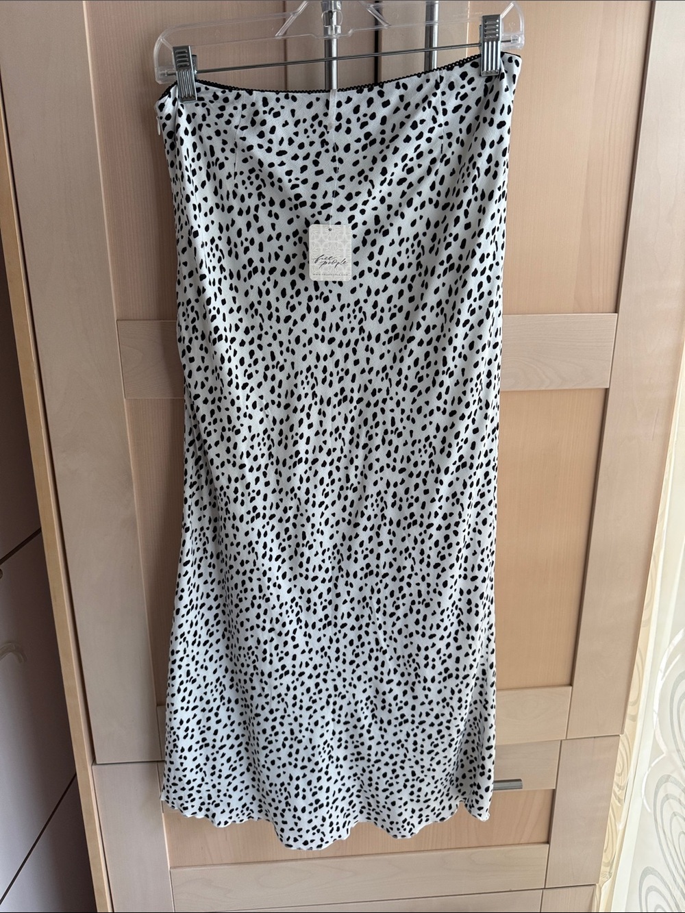 NWT Free People Dalmatian White Midi Skirt with Black Spot Print Size S - Picture 5 of 12